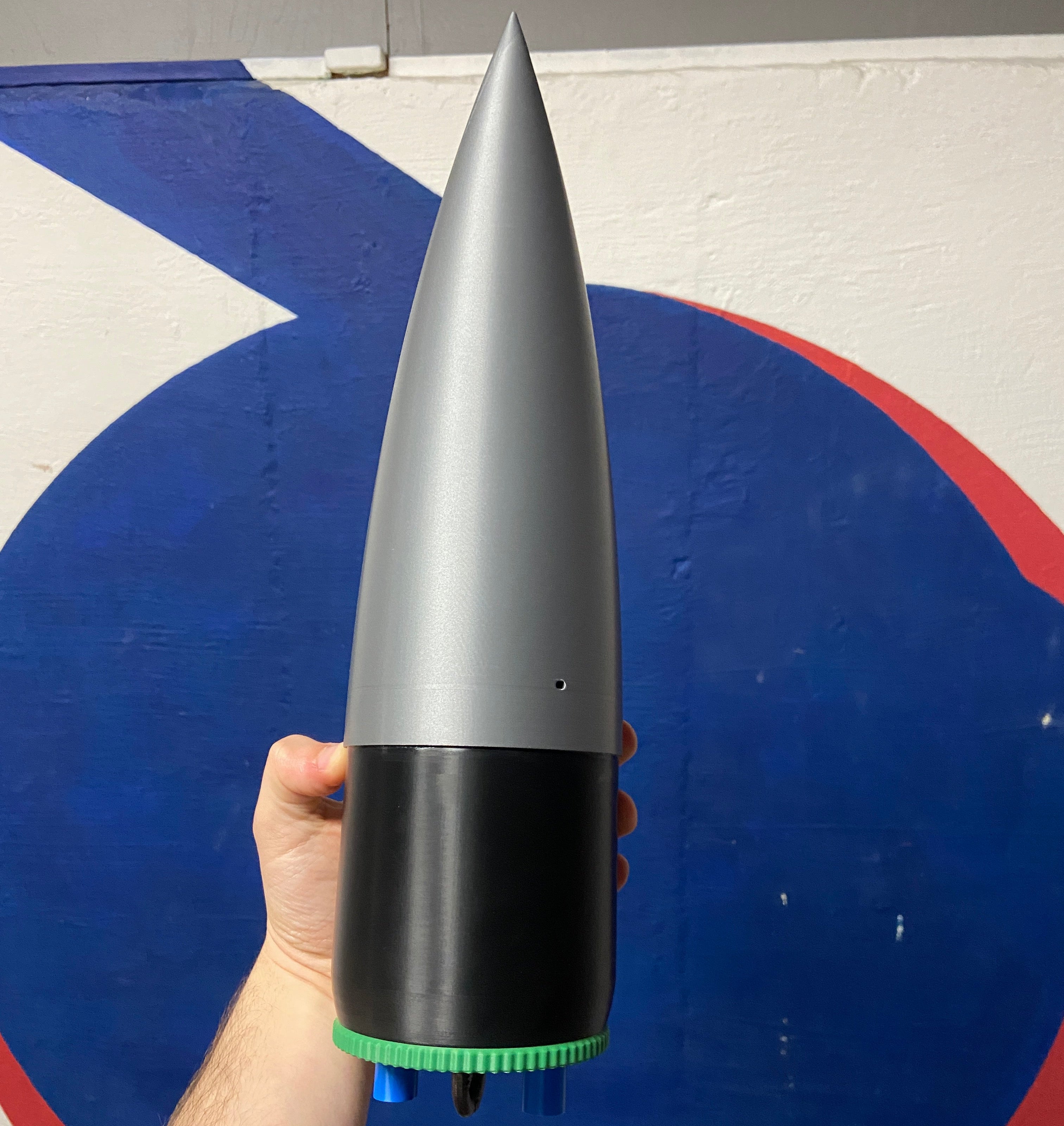 4 inch nose cone with integrated electronics bay.